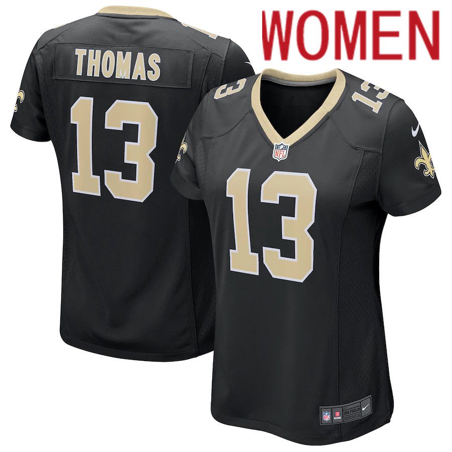 Women New Orleans Saints #13 Michael Thomas Black Nike Game NFL Jersey->women nfl jersey->Women Jersey